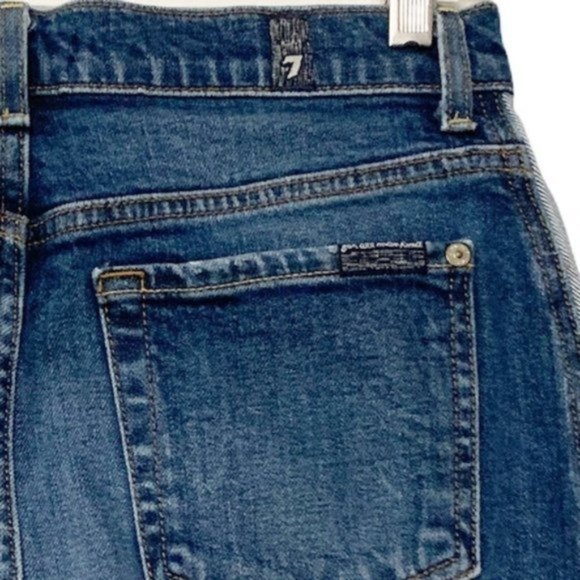 7 For All Mankind Two Tone Raw Hem Jean Skirt - Picture 5 of 8